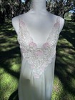 Vintage 90s Victoria Secret Ivory Night Gown With Pink Floral Lace Size Medium