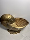Vtg Heavy Brass Nautilus Shell Planter Large Nautical Mcm