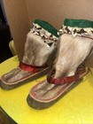 Vintage Norwegian Reindeer Fur Ski Boots     Laplander Sami Style