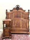 French Antique Carved Walnut Henry Ii Queen Size Bed   Ornate Rails And Slats 