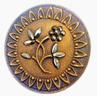  Antique Button Brass Metal Flower With Cut Steel Shapes Petals   Leaves Large