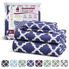 Bed Sheet Set 4 Piece Printed Deep Pocket Luxury Brushed Microfiber Sheets