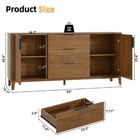 Sideboard Buffet Cabinet  59  Fluted Storage Cabinet With 3 Drawers For Kitchen