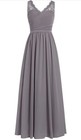 Elegant Bridesmaid Evening V Neck Sz M A-line Chiffon Lace Party Gown  8 Prom