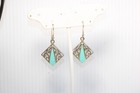 Women   s Vintage Sterling Silver Filigree Turquoise Dangle Earrings  114