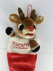 Vtg 1992 Gemmy Rudolph Plush Christmas Stocking Light Up Red Nose Singing 23 