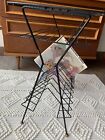 Vintage Mid Century Modern Mcm Wire Metal Small Table Shelf Rack Vinyl Records