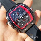 Men Luxury Watch Multi Function Chronograph Sport Black Silicone Band Waterproof