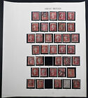 5-pages 100  Great Britian Queen Victoria 1858-1864 Stamps Used Penny Red Uk