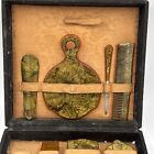 Antique 1920s Art Deco Pearl Celluloid Bakelite Plastic 9 Pc Vanity Set W Case