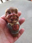 Pair Of Hand Carved Vintage Mechanical Wood Head Bottle Stoppers - Need New Cork