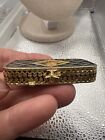 Vintage Estee Lauder Cobalt Blue Gilt Enamel Solid Perfume Portrait Compact 70 s