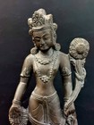 Vintage Nepalese Buddhist Deity Avalokitesvara tara Carved Statue - Height 9 75 