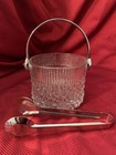 Vintage Teleflora Glass Ice Bucket Chrome Handle W tongs France Mid Century 1955