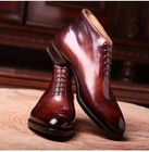 New Pure Handmade Men s Genuine Brown Leather Oxford Lace Up Dress Formal Boots