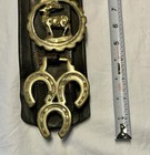Antique   Vintage English welsh Horse Brass 4 Medallion Martingale Leather Strap