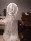 White Round Mesh Mosquito Net Bed Canopy  Solid Pattern