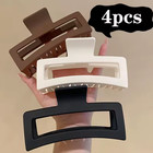 4pcs Large Hair Claw Clips Set Women Square Rectangle Solid Color Hair Accessori