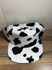 Vintage San Sun Cow Print Snapback Hat Black White Cow Pattern Print Nos