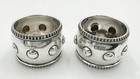 Unusual Pair Hobnail Napkin Rings Sterling Silver Edwardian London 1906