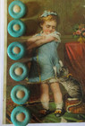 Set Of 6 Vintage 1 2  Turquoise  Painted Dimple Dot  Glass Buttons  nos