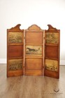 Vintage Three-panel Decoupage Folding Screen