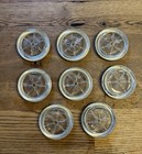 Vintage Hammered Aluminum Coasters Starburst Pattern Glass Set Of 8