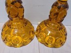 Pair Of Vintage Le Smith Moon   Stars Amber Tall Candle Stick Holders -luminous 