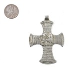 Lion Of Judah Ethiopian Cross Pendant African Silver White Metal Large Hole