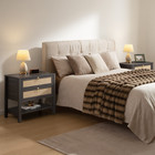 Set Of 2 Rattan Nightstands Modern Bedside End Tables Bedroom Storage Cabinet