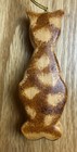 Wooden Cat Ornament 4  Brown Tan Black Detailed Carved 