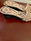 Decorative Turkish Hamam Sandals Made From Silver Plated Copper Fligree And Wood