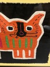 Vintage Mola Cat Textile Art Kuna Hand Stitched Folk Art Framed Panama