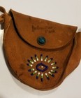 Vintage Yellowstone Park Souvenir Indian Beaded Genuine  Leather Purse Pouch  