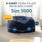 Ultimate Sack 5 Ft Foam Filled Fur Covered Bean Bag Chair With Footstool  Navy