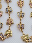 Gold Filled Heavy Rolled Bezel Rhinestone Butterfly Bracelet Anklet Ghr