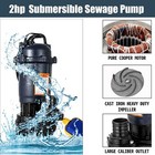 2hp Submersible Sump Pump 1500w Cast Iron Sewage Pump 6498gph W 26ft Cord 110v