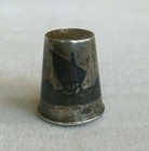 2 Antique Middle Eastern Hand Made Sterling Silver   Niello Thimbles