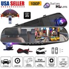 4 3   Car 1080p Dual Lens Auto Dvr Mirror Dash Cam Recorder rear View Backup Cam