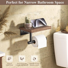 Tindbea Toilet Paper Holder With Wood Shelf  Wooden Wall Mount Tissue Paper Roll