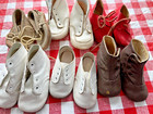 Large Lot Of  6  Vintage   Antique Baby Shoes  Well Worn