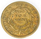 Hard Times Token Not One Cent  Ht 46r  Very Fine   323