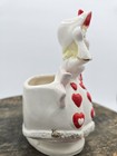 Japan Girl Heart Ceramic Planter Valentine s Day Hand Painted 1950s White Red