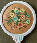 Vintage Pink Hand Held Vanity Mirror With Flowers
