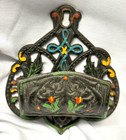 Vintage Wilton Hand Painted Cast Iron Wall Mount Match Safe   Match Holder