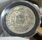 Chile  1884 Silver Peso   South American Condor With Capsule