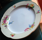 Vtg Tirschenreuth Carlton Oval Scalloped Platter Germany 14 5  Floral Porcelain