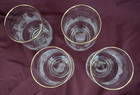 Vtg Libby Winter Wonderland Frosted Tumblers Glasses Set Of 4 With Gold Rim