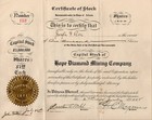 Hope Diamond Mining Company  lot Of 2  - 1908 Stock Certificate