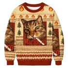 2025 Funny Smoking Cat Meme Ugly Christmas Sweater  Holiday Party Jumper